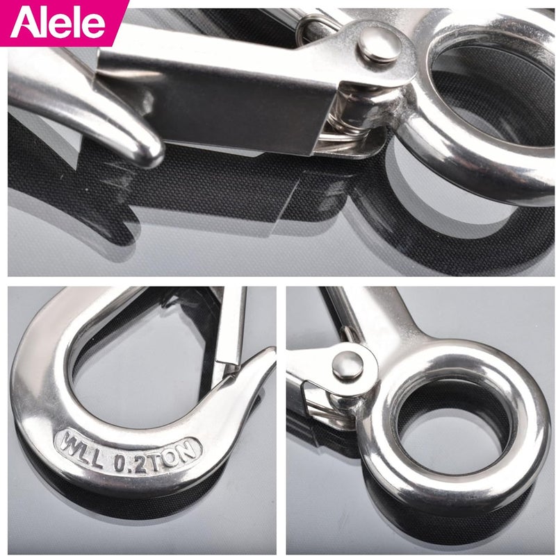 Alele Grab Hooks, 440 Pounds Slip Hooks,Stainless Steel Lifting Hook Rigging Accessory,4 Pack - Image 2